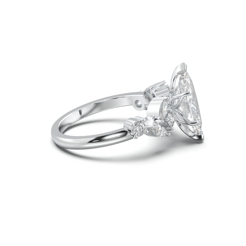 Marquise Mixed Side-Stone Engagement Ring