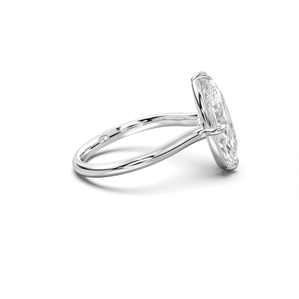 Elongated Moval Solitaire Engagement Ring
