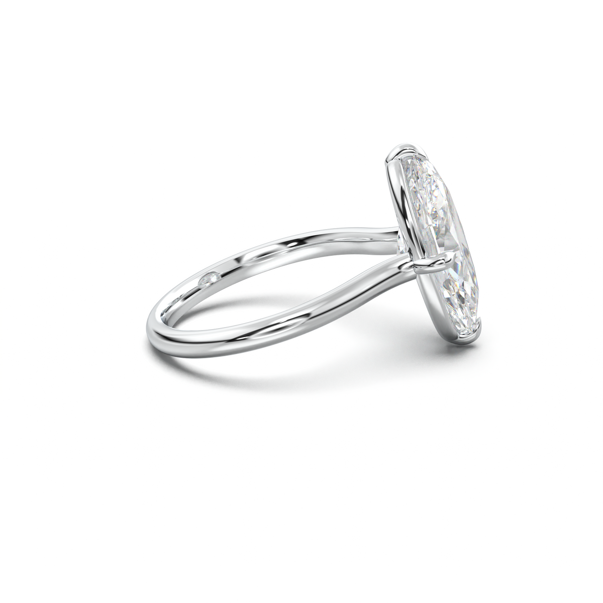 Elongated Moval Solitaire Engagement Ring