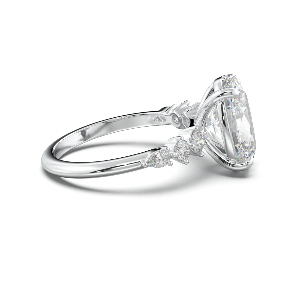 Oval Pear-Accent Engagement Ring