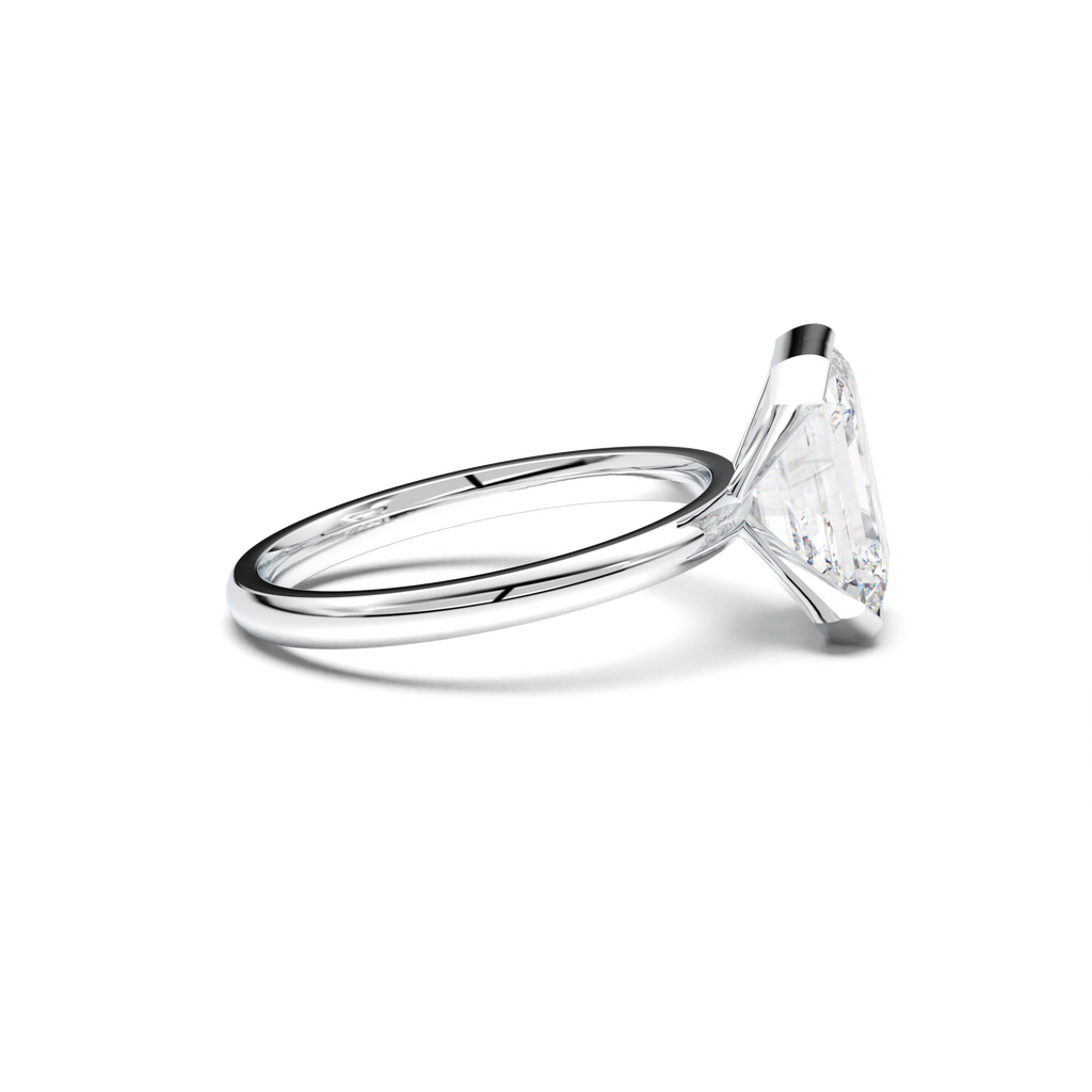 Emerald Cut Half-Bezel Engagement Ring