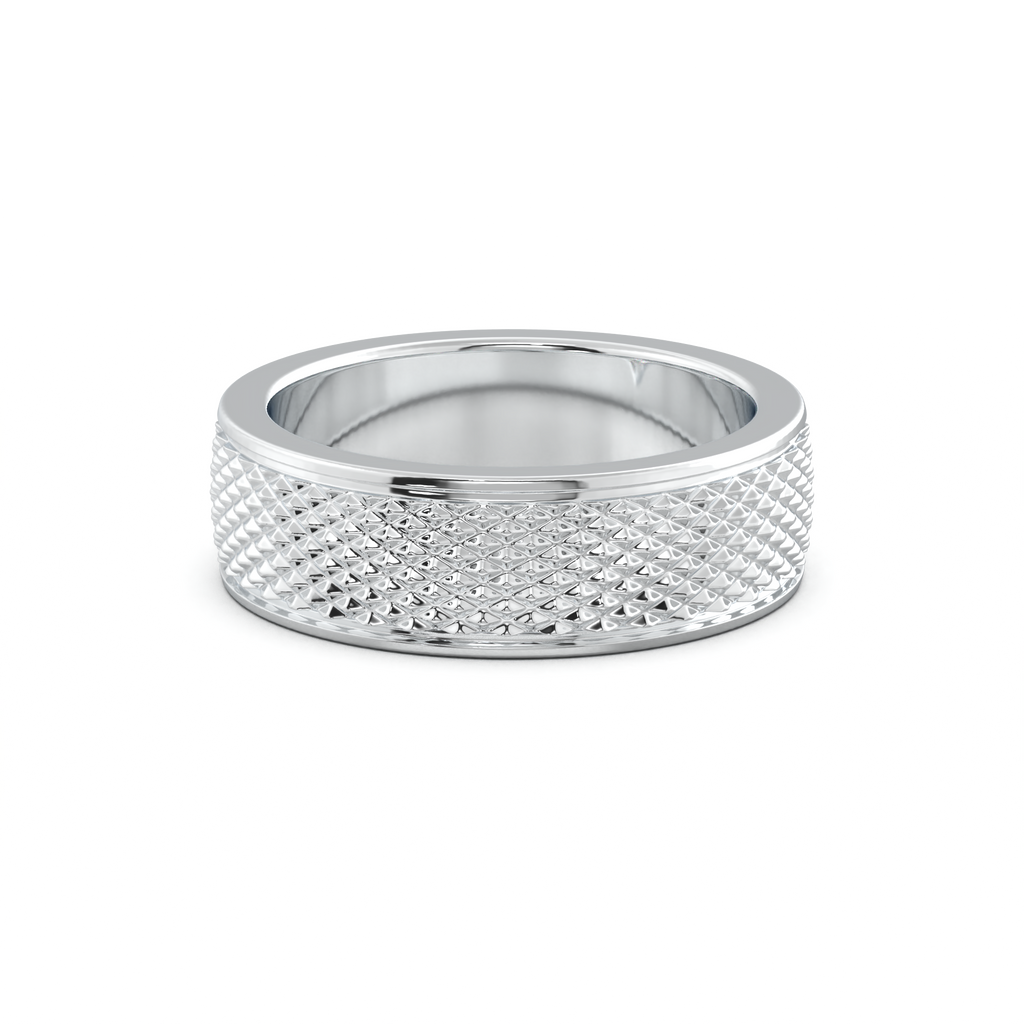 Diamond-Cut Textured Men's Wedding Band