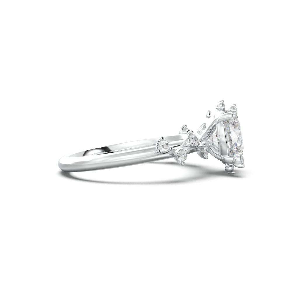 Round Botanical Accent Engagement Ring