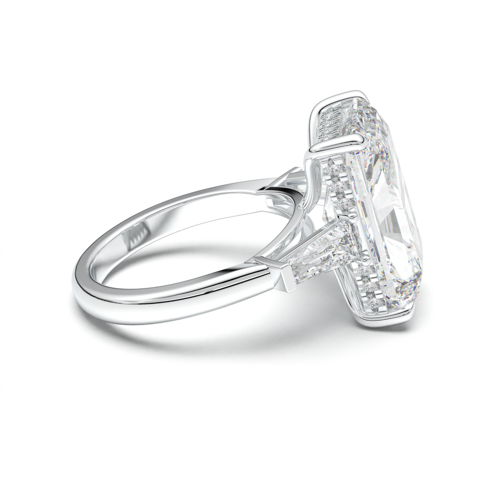 Radiant Baguette Hidden Halo Engagement Ring