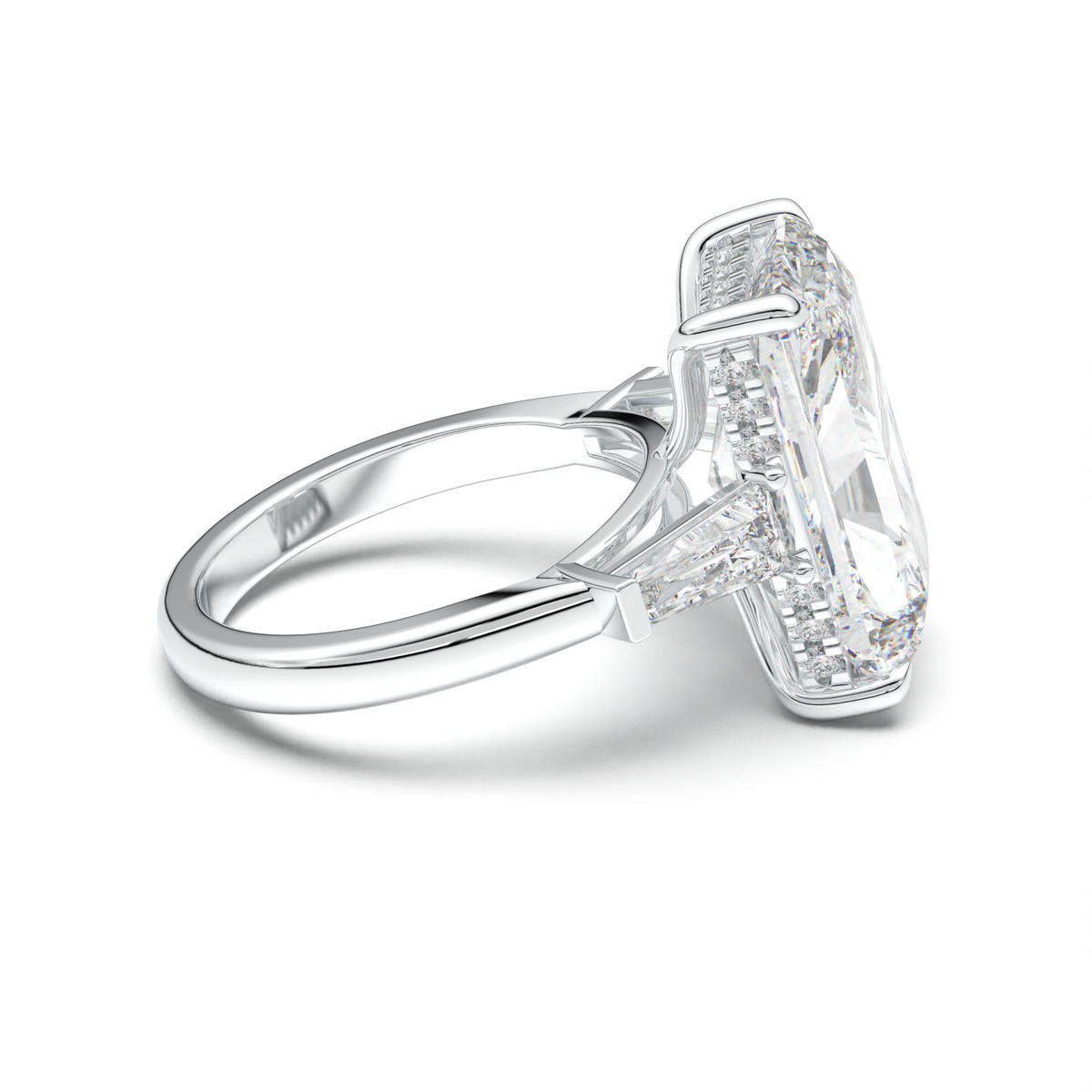 Radiant Baguette Hidden Halo Engagement Ring
