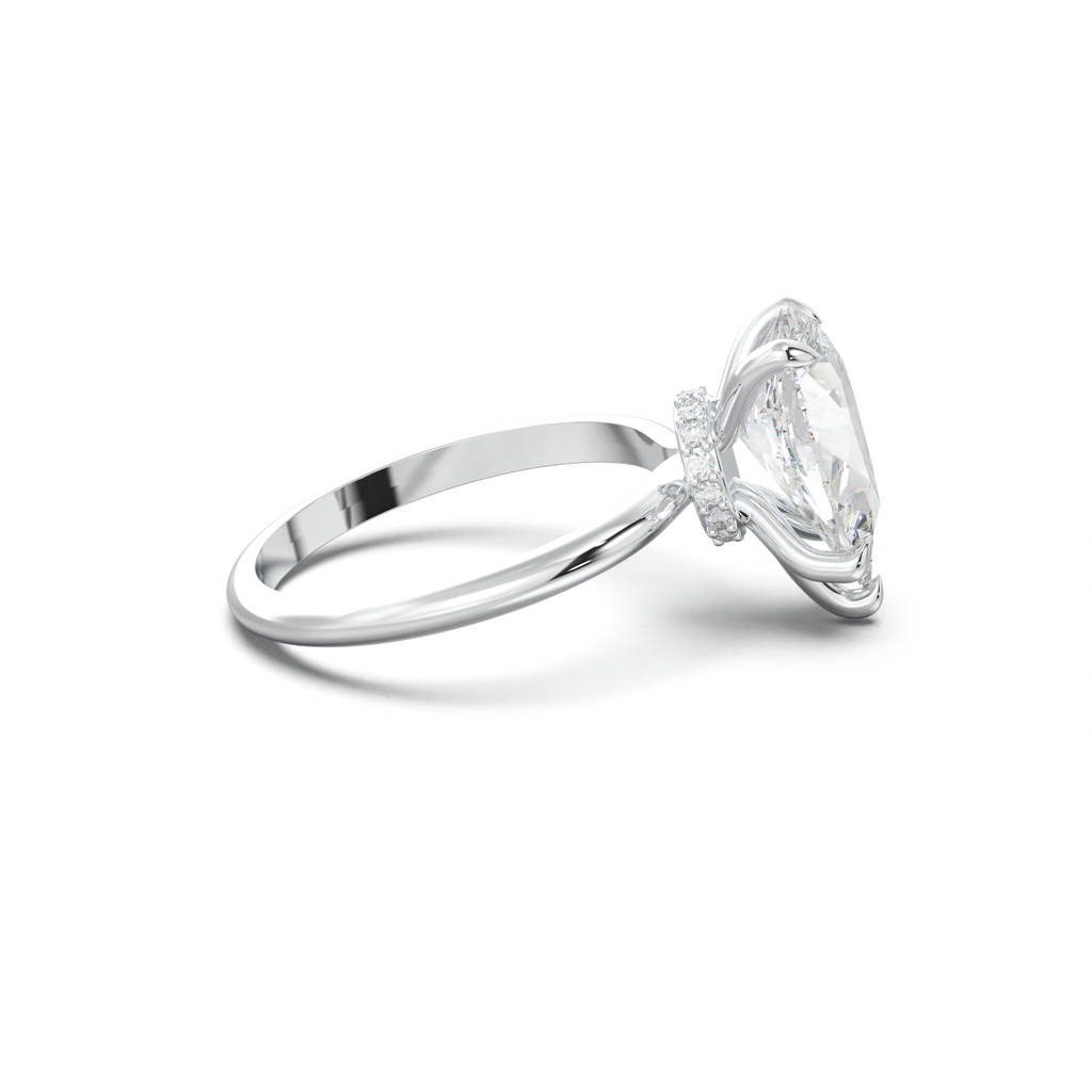 Pear Hidden Halo Engagement Ring