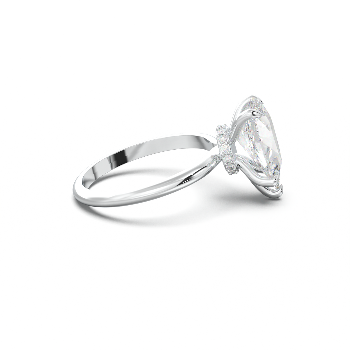 Pear Hidden Halo Engagement Ring