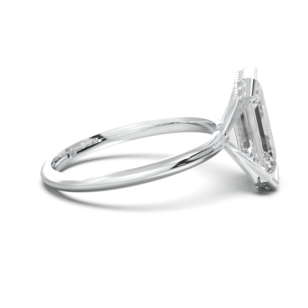 Emerald Hidden Halo Engagement Ring