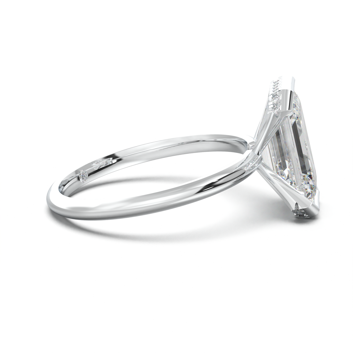 Emerald Hidden Halo Engagement Ring