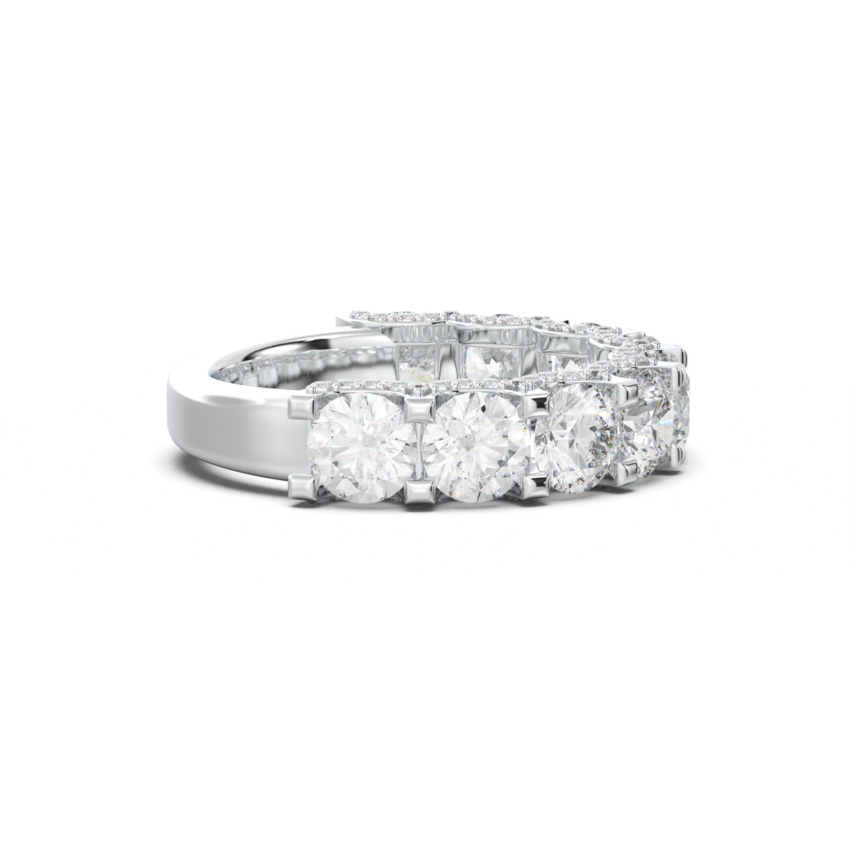 Round Diamond Pavé-Edge Wedding Band