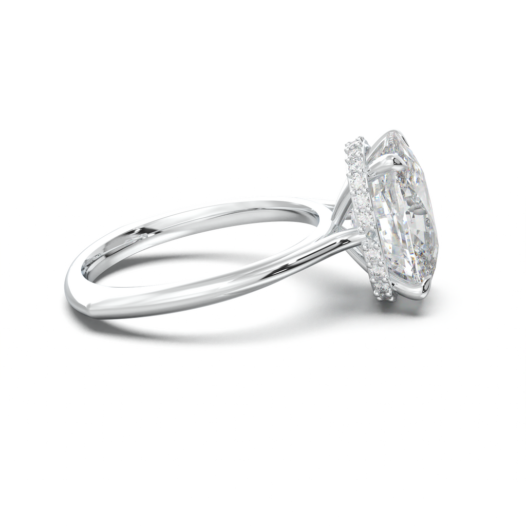 Cushion Hidden Halo Engagement Ring