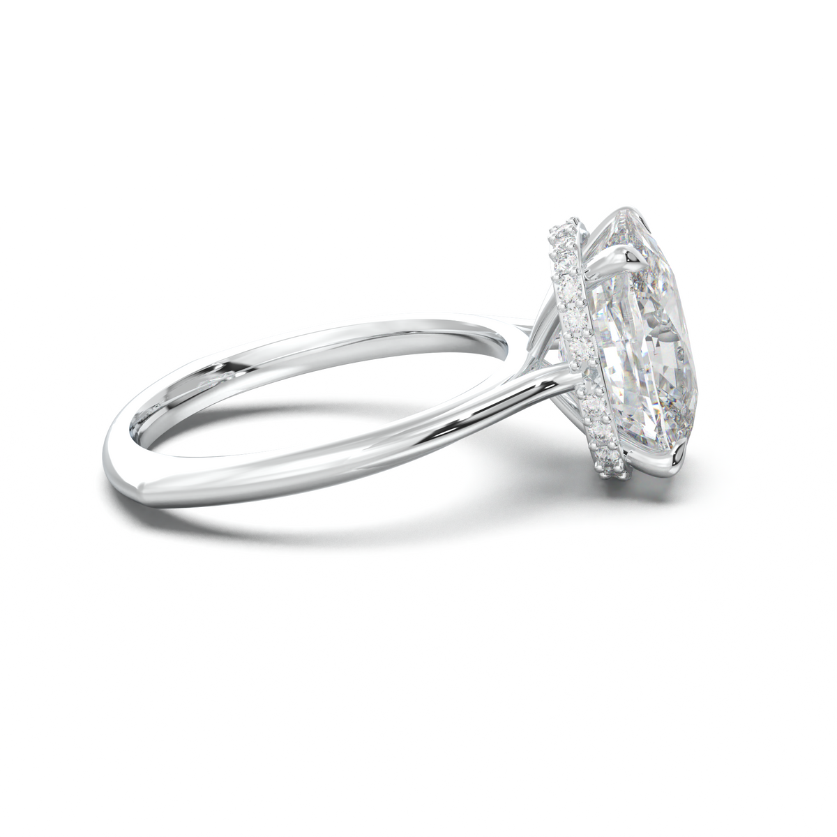 Cushion Hidden Halo Engagement Ring