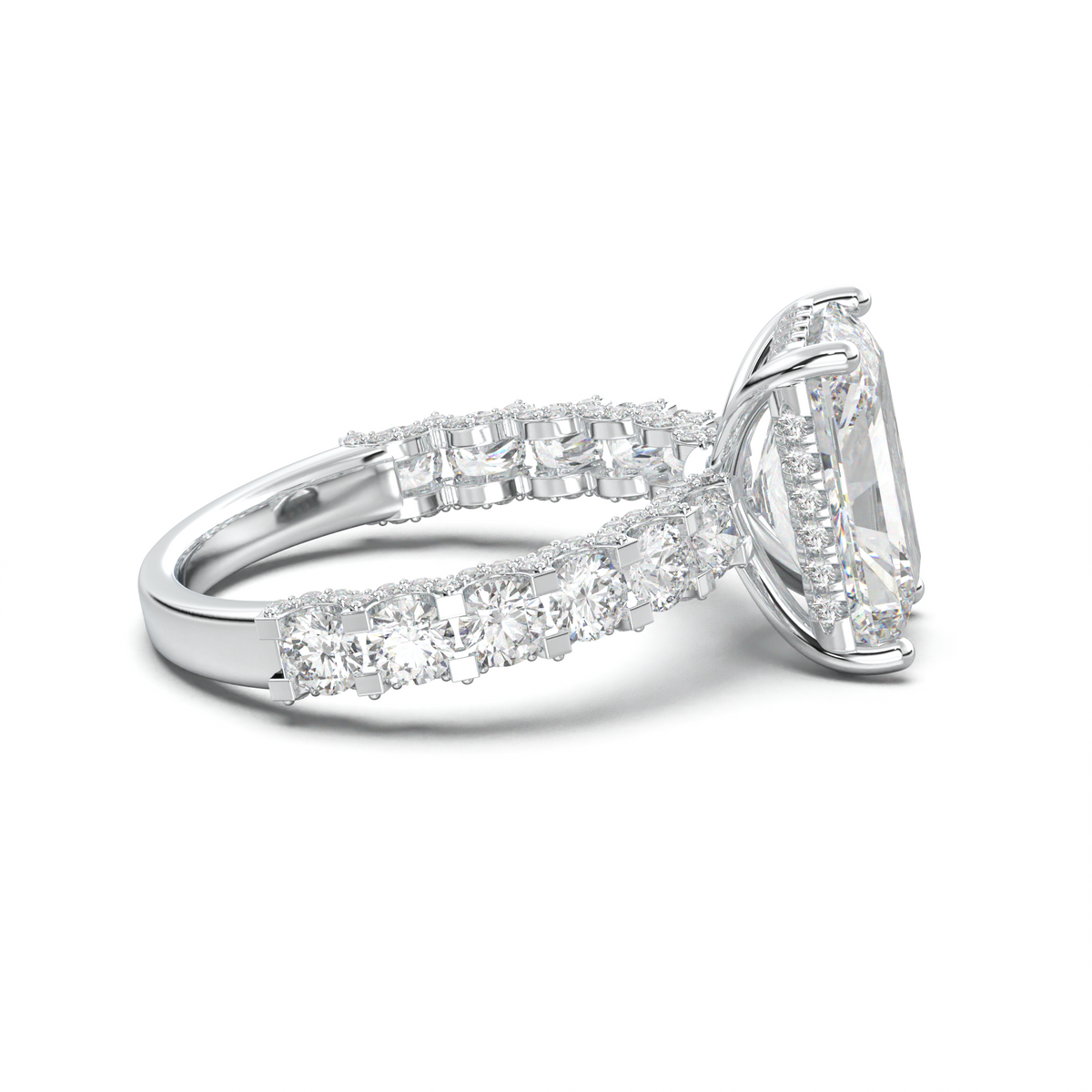 Radiant Diamond Band Engagement Ring