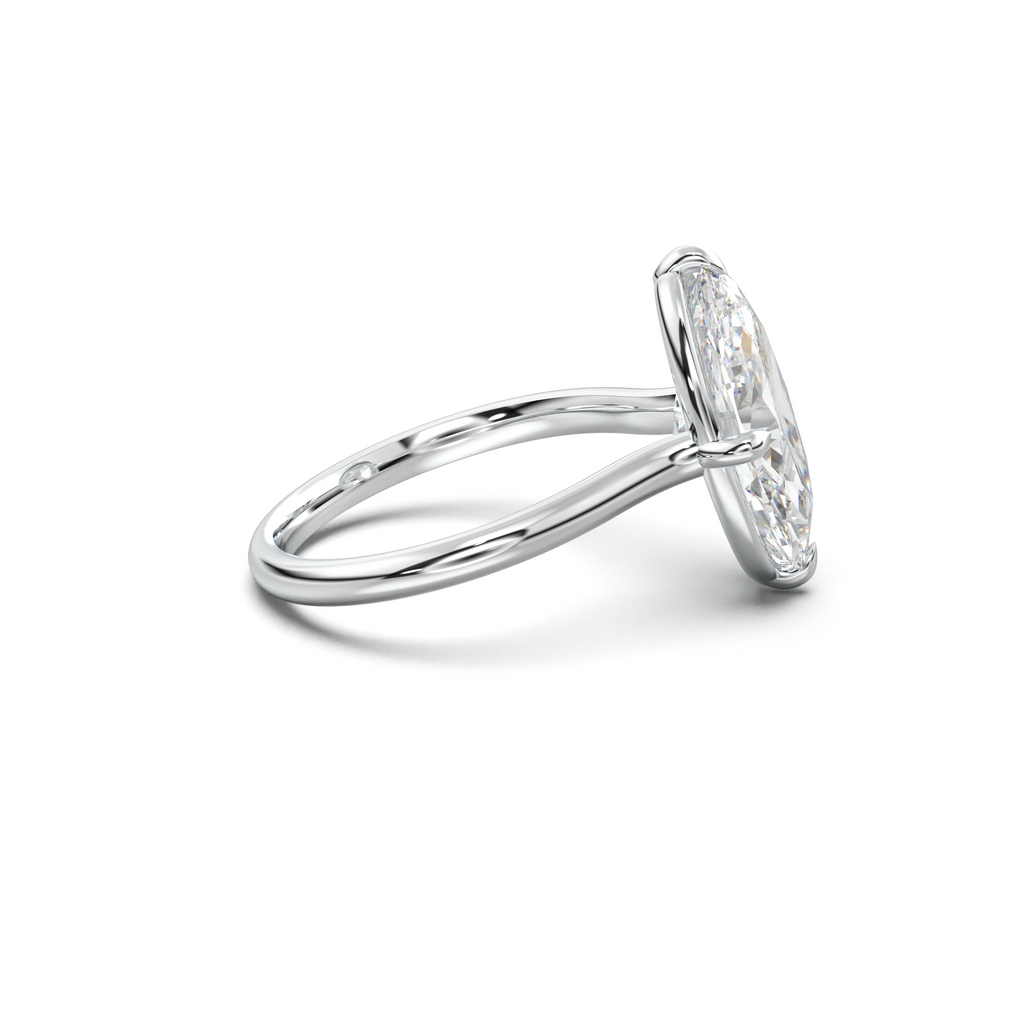 Elongated Moval Solitaire Engagement Ring