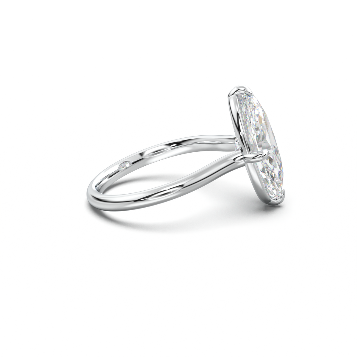 Elongated Moval Solitaire Engagement Ring