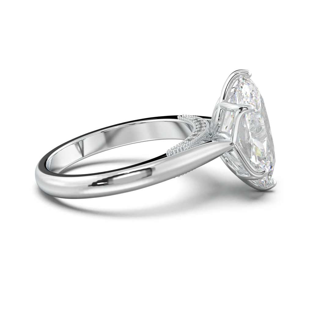 Oval Tulip Setting Hidden bridge Halo Engagement Ring