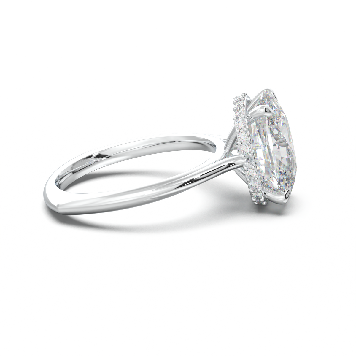 Cushion Hidden Halo Engagement Ring