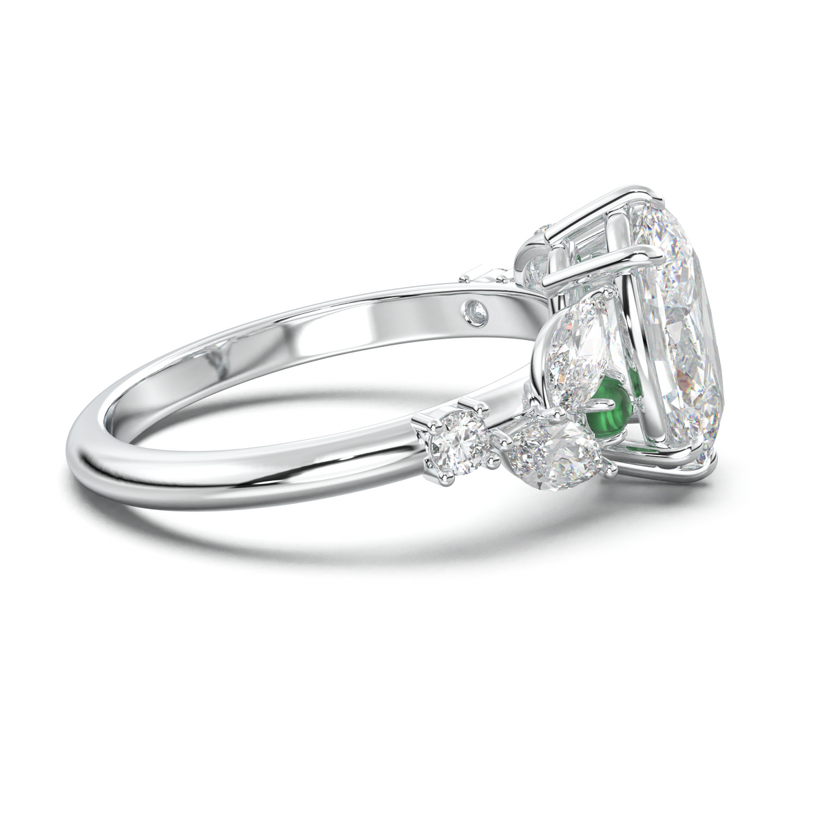 Oval Marquise-Accent Engagement Ring