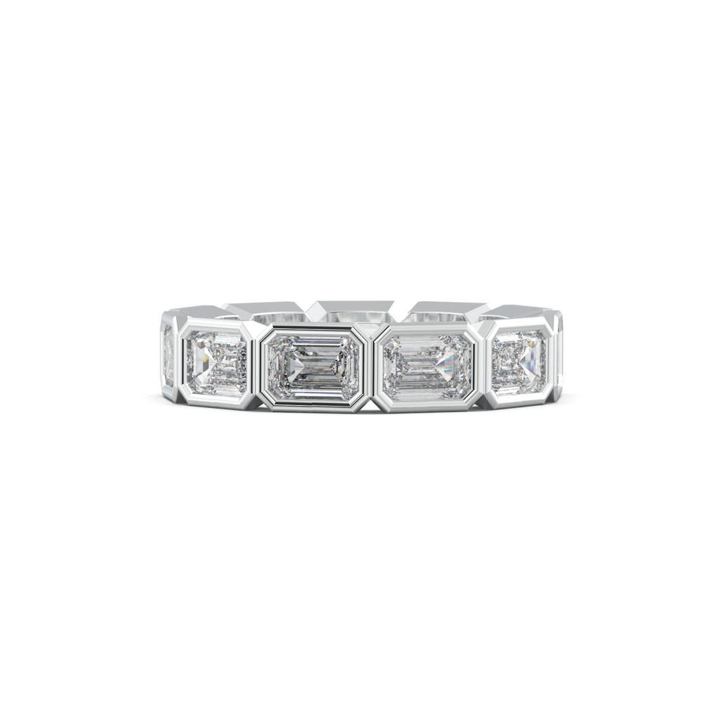 Emerald-Cut Bezel-Style Eternity Wedding Band