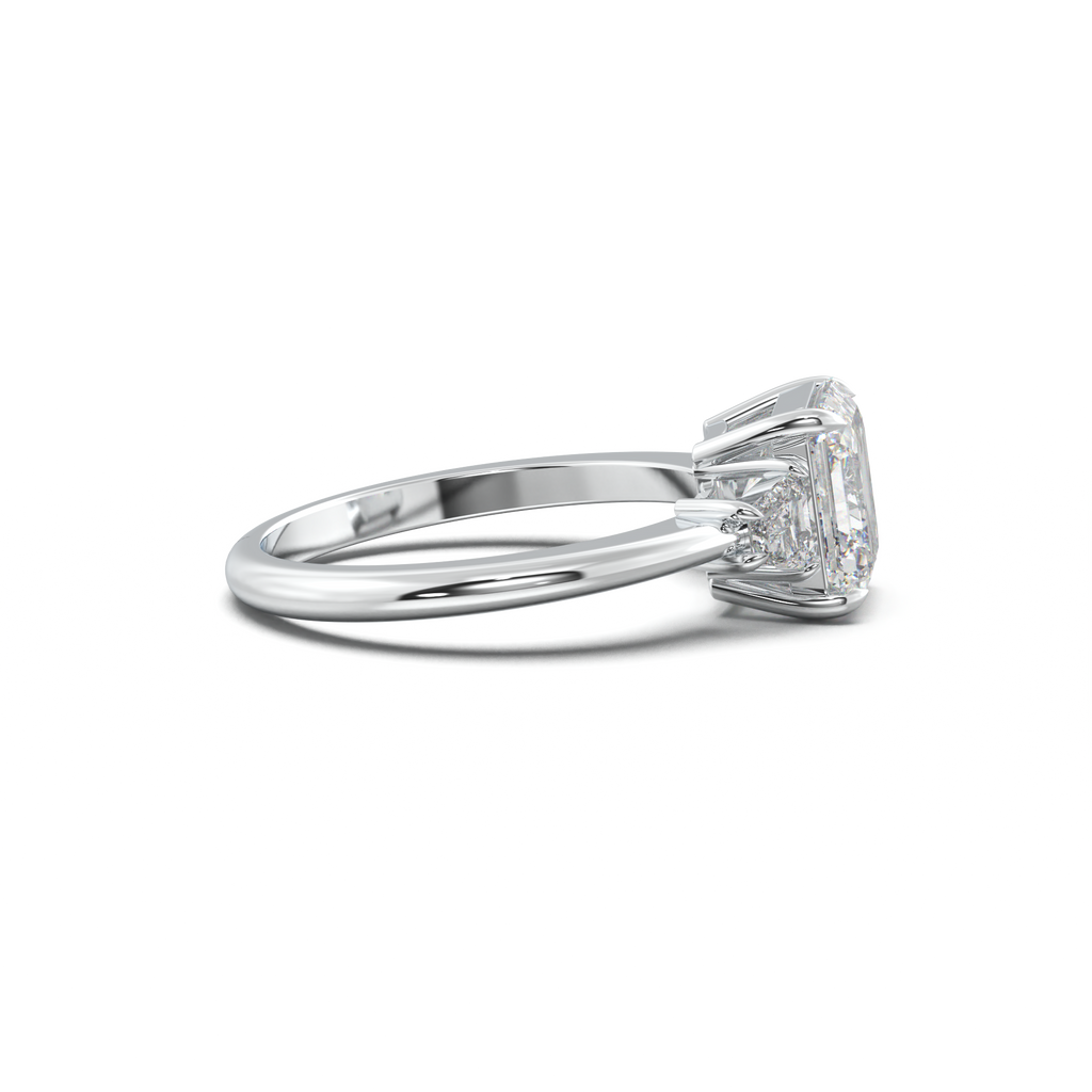 Asscher Baguette Three-Stone Engagement Ring