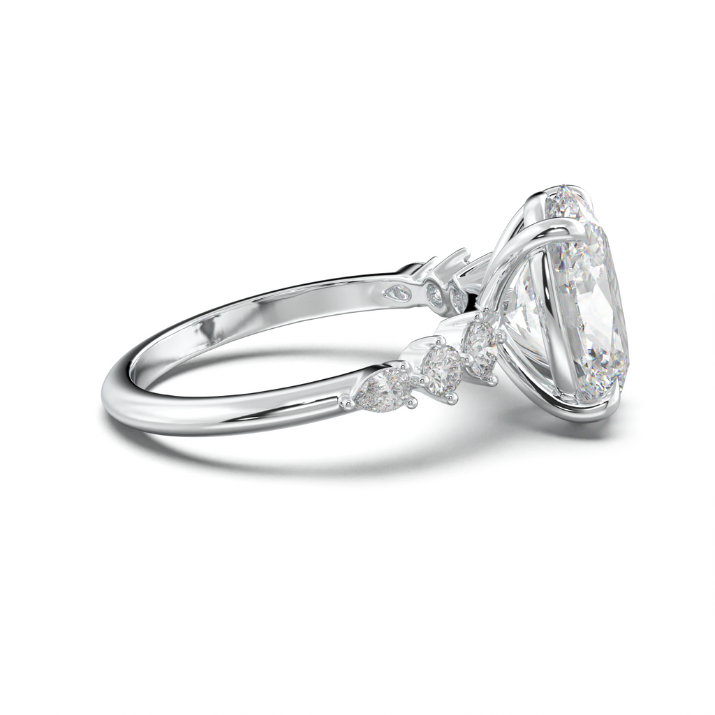 Oval Pear-Accent Engagement Ring