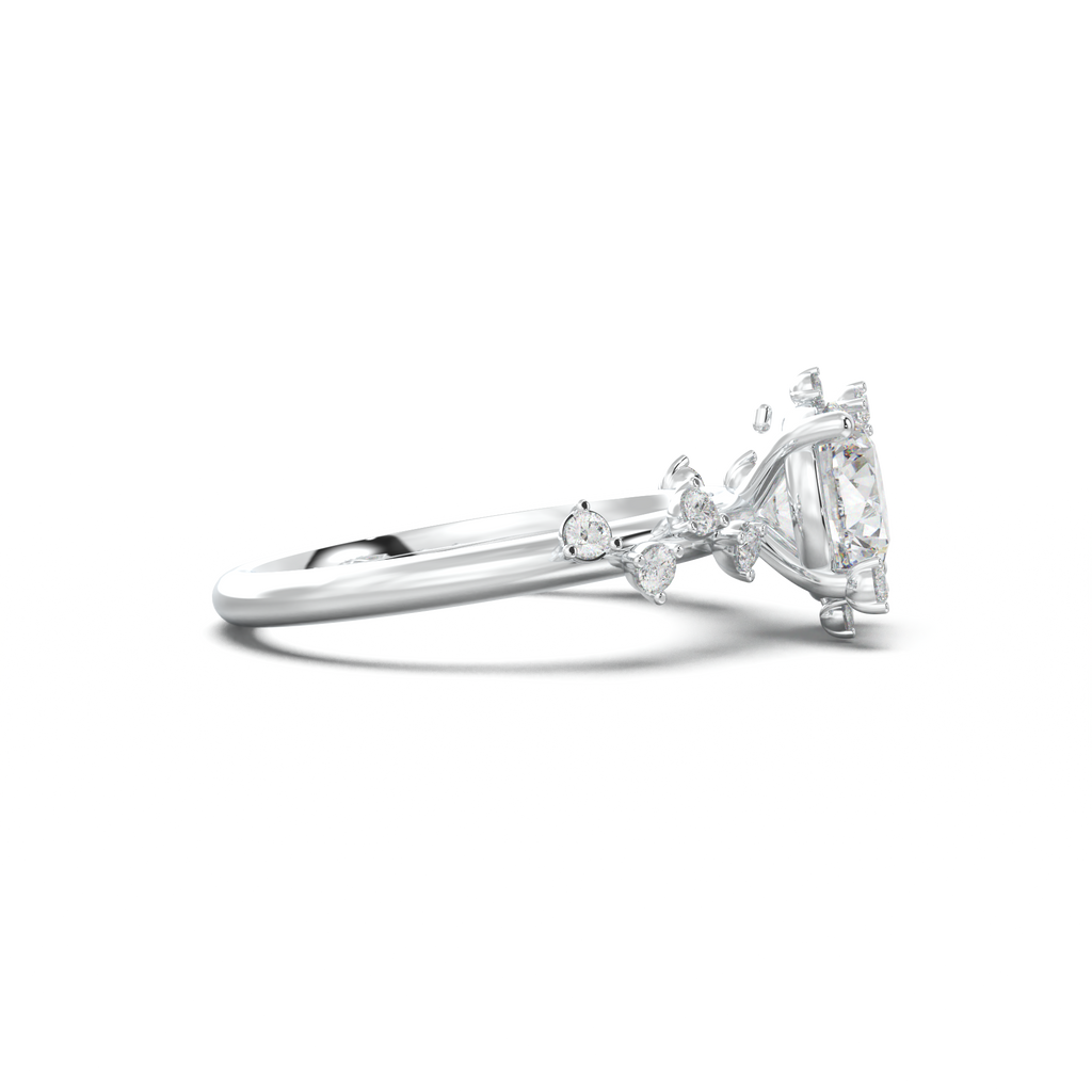 Round Botanical Accent Engagement Ring