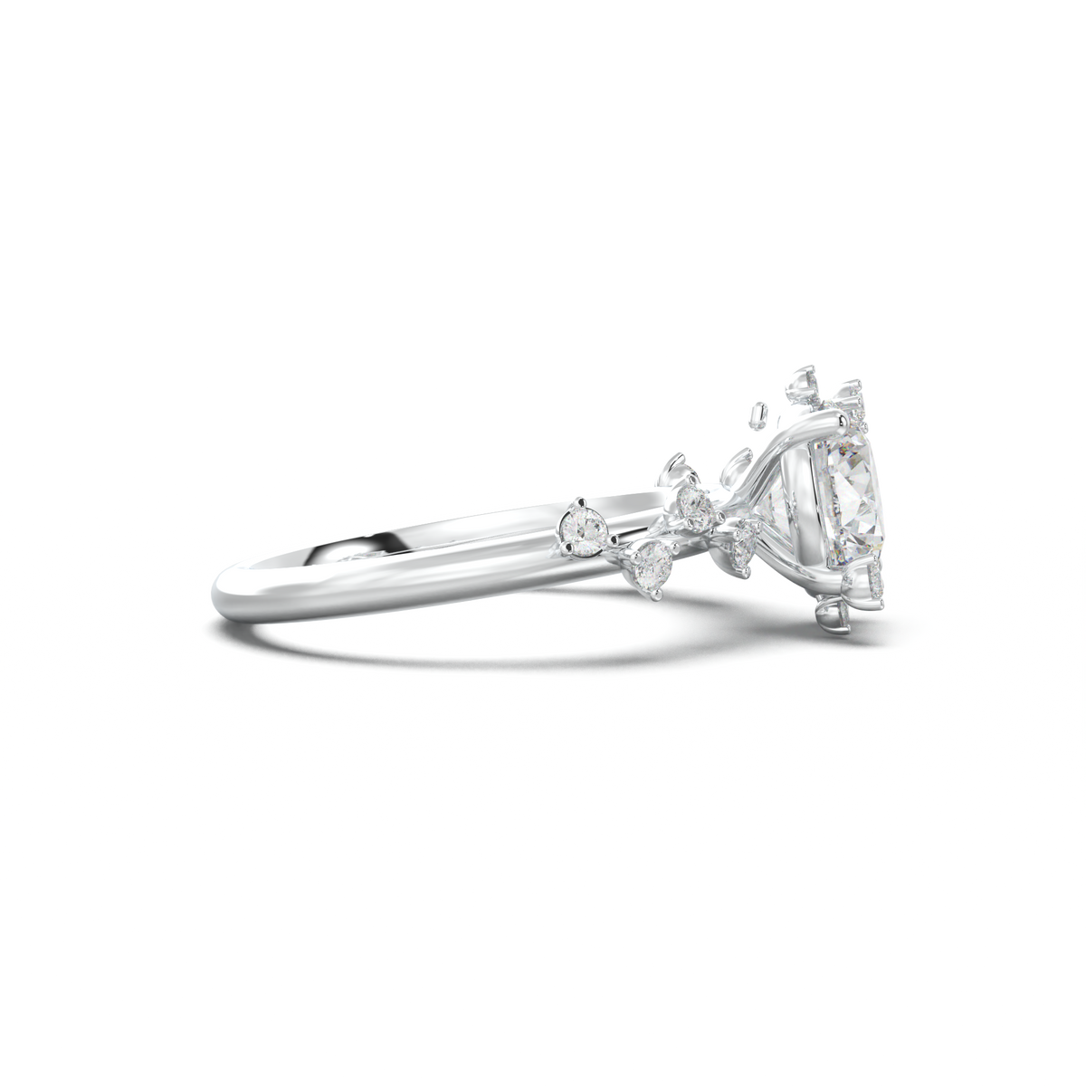 Round Botanical Accent Engagement Ring