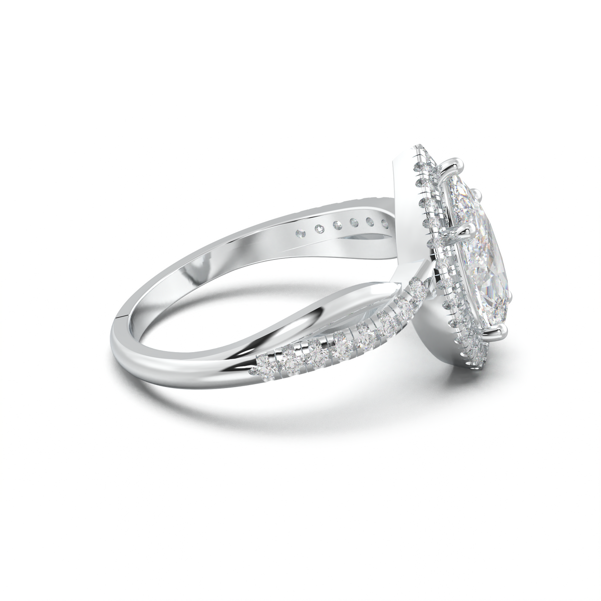 Pear Halo Twisted Pavé Engagement Ring