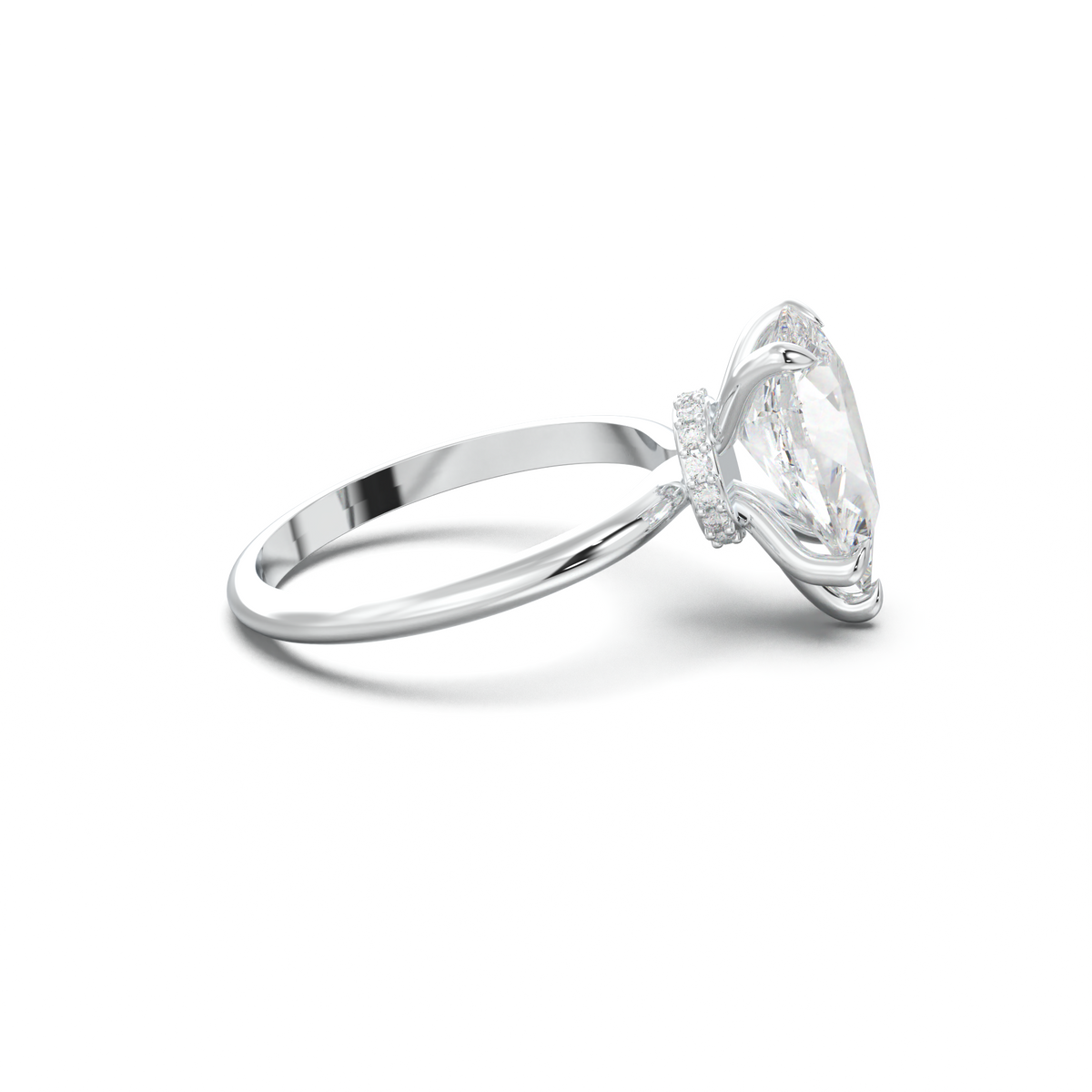 Pear Hidden Halo Engagement Ring