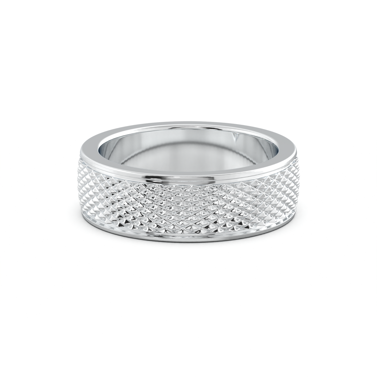 Diamond-Cut Textured Men's Wedding Band