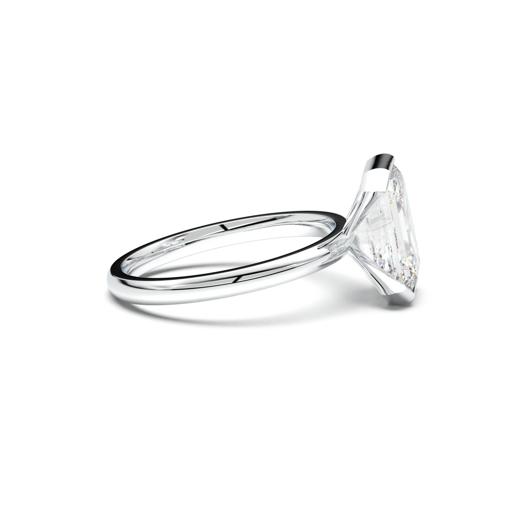 Emerald Cut Half-Bezel Engagement Ring