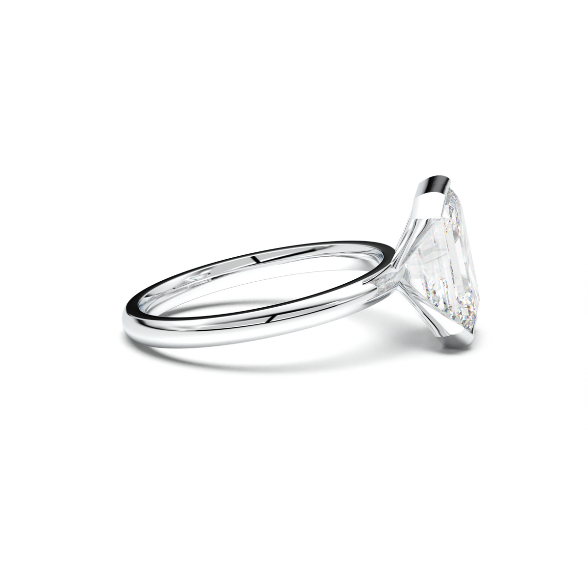 Emerald Cut Half-Bezel Engagement Ring