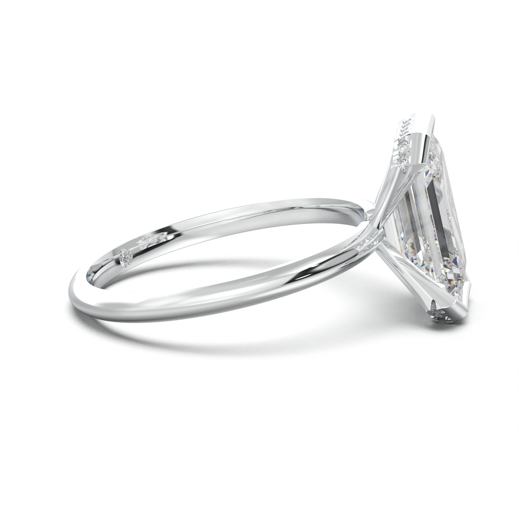 Emerald Hidden Halo Engagement Ring