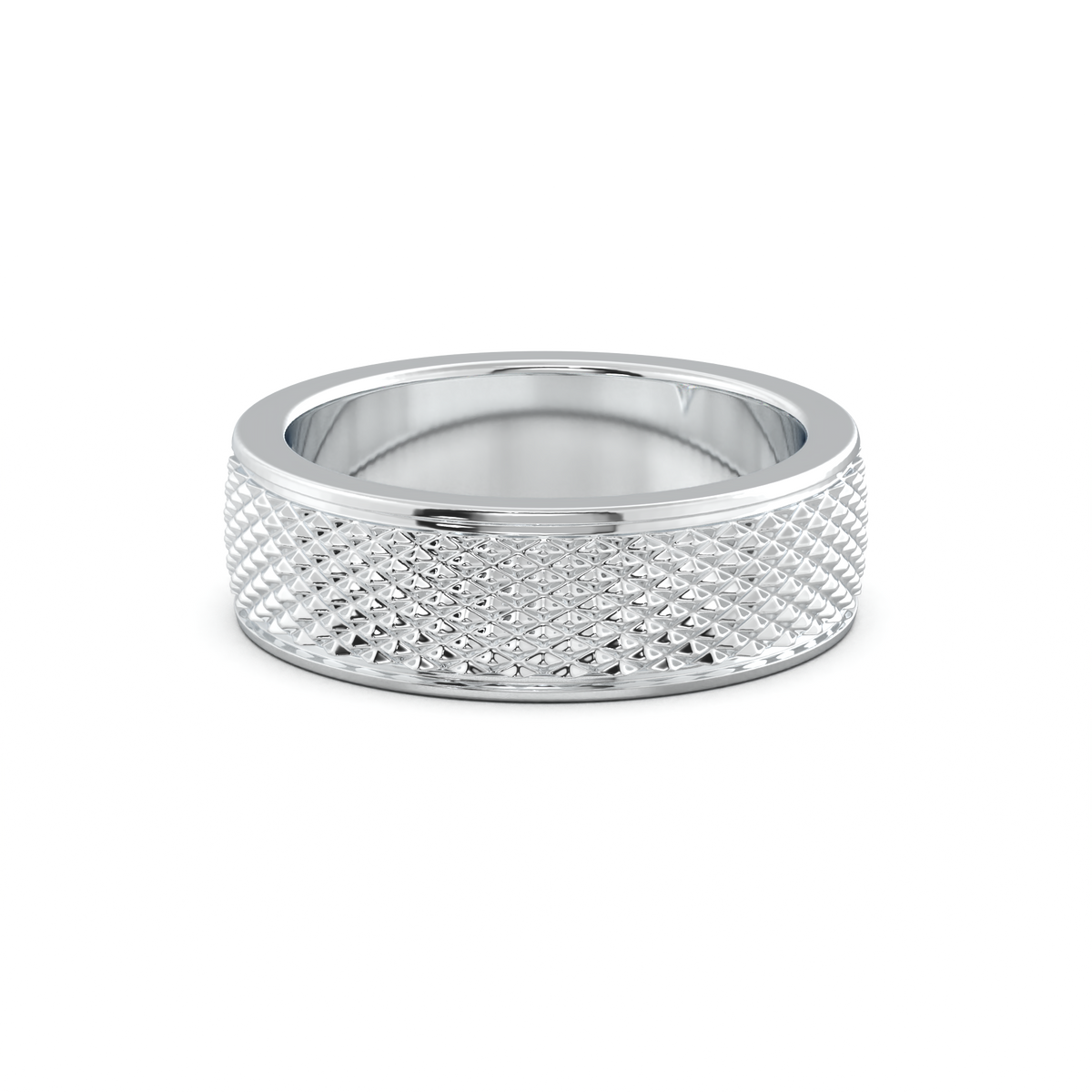 Diamond-Cut Textured Men's Wedding Band