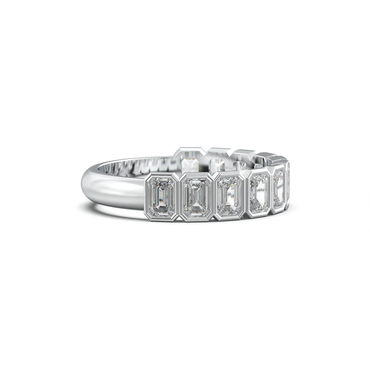 Emerald Bezel Half-Eternity Wedding Band