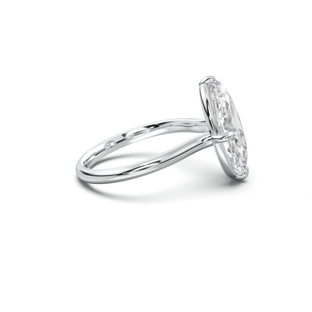Elongated Moval Solitaire Engagement Ring