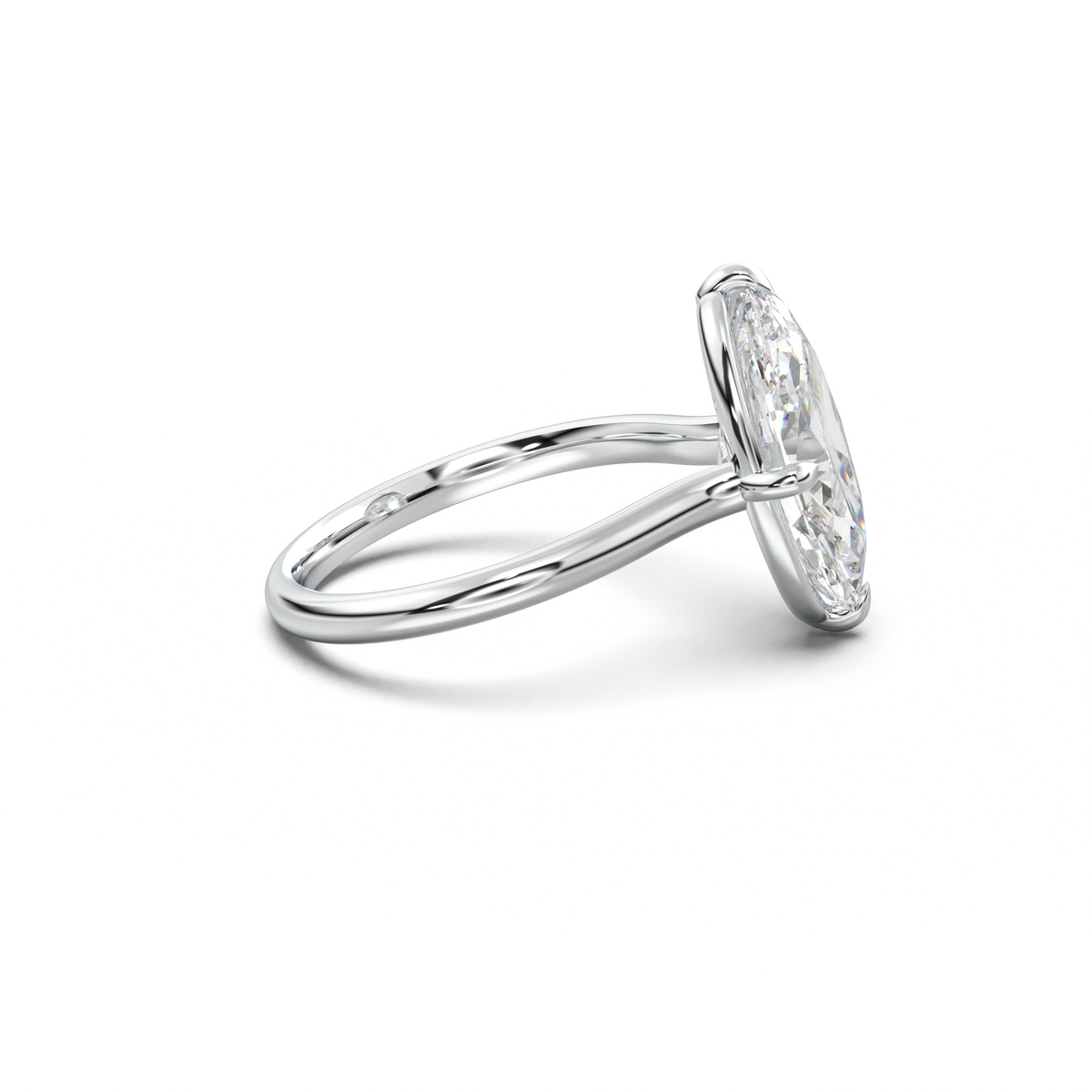 Elongated Moval Solitaire Engagement Ring