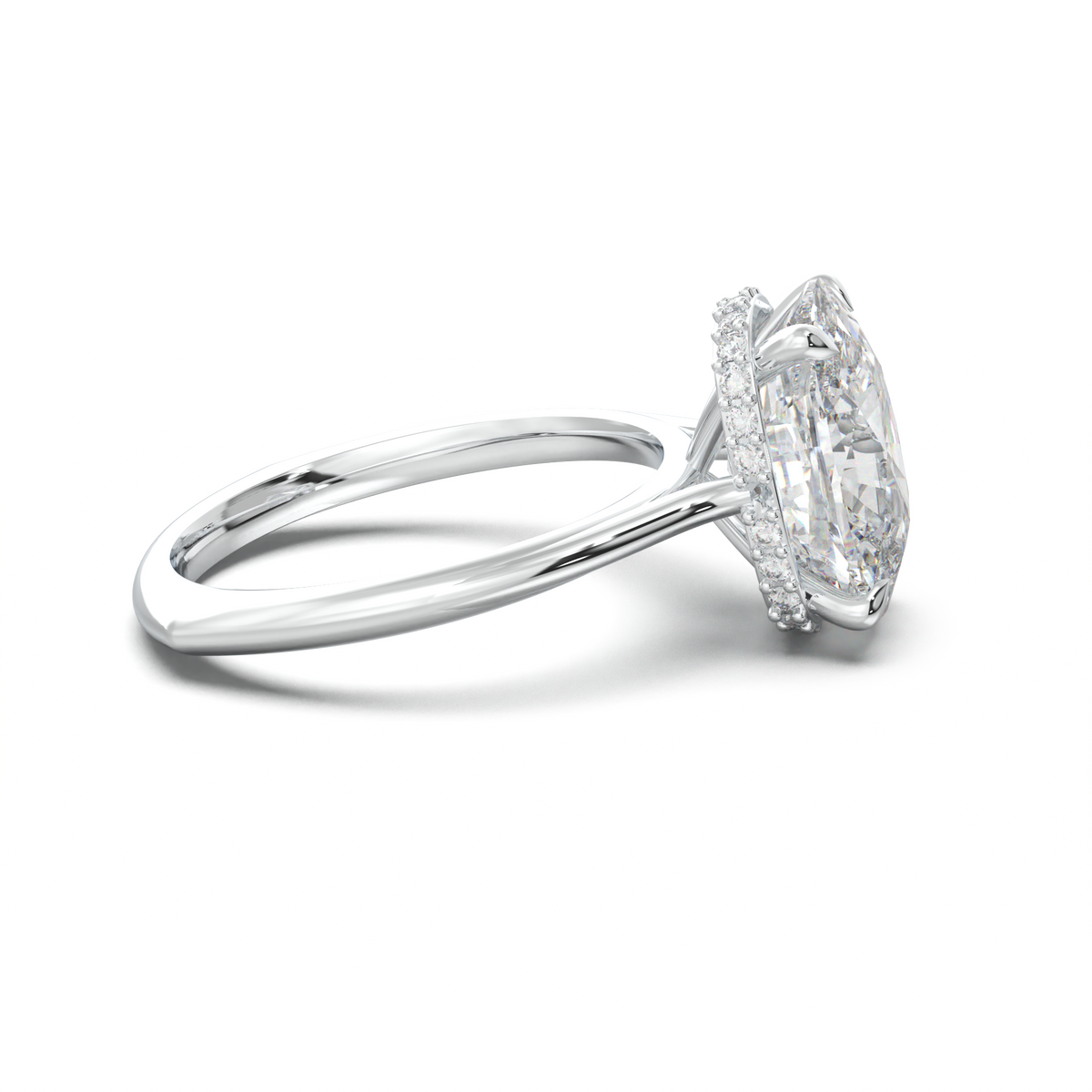 Cushion Hidden Halo Engagement Ring