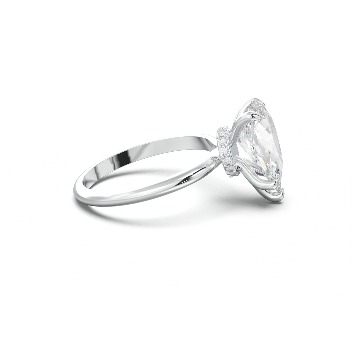 Pear Hidden Halo Engagement Ring