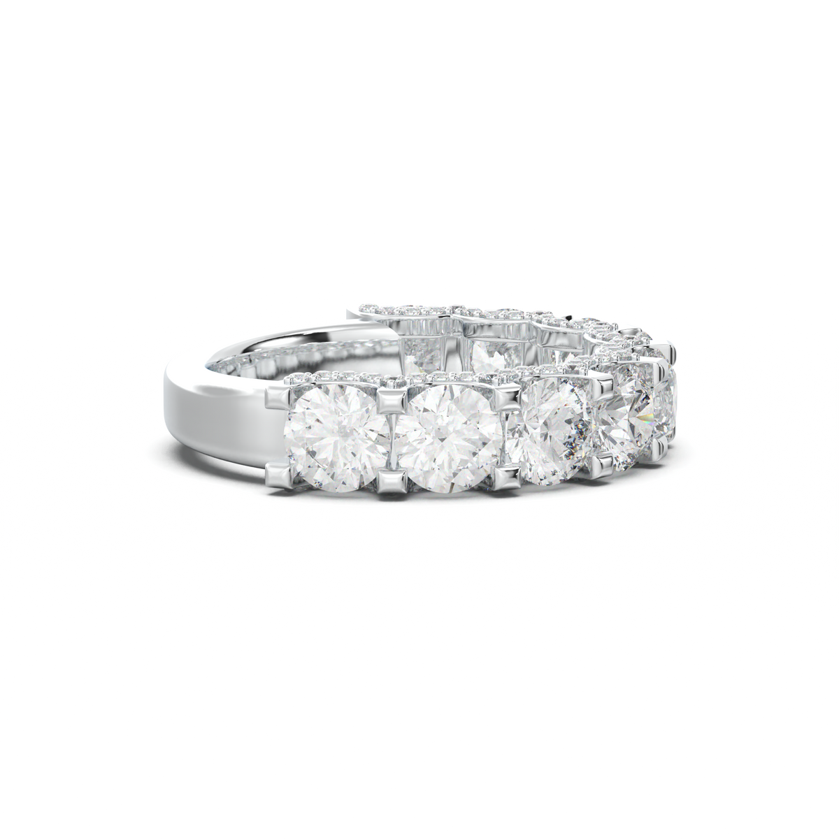 Round Diamond Pavé-Edge Wedding Band