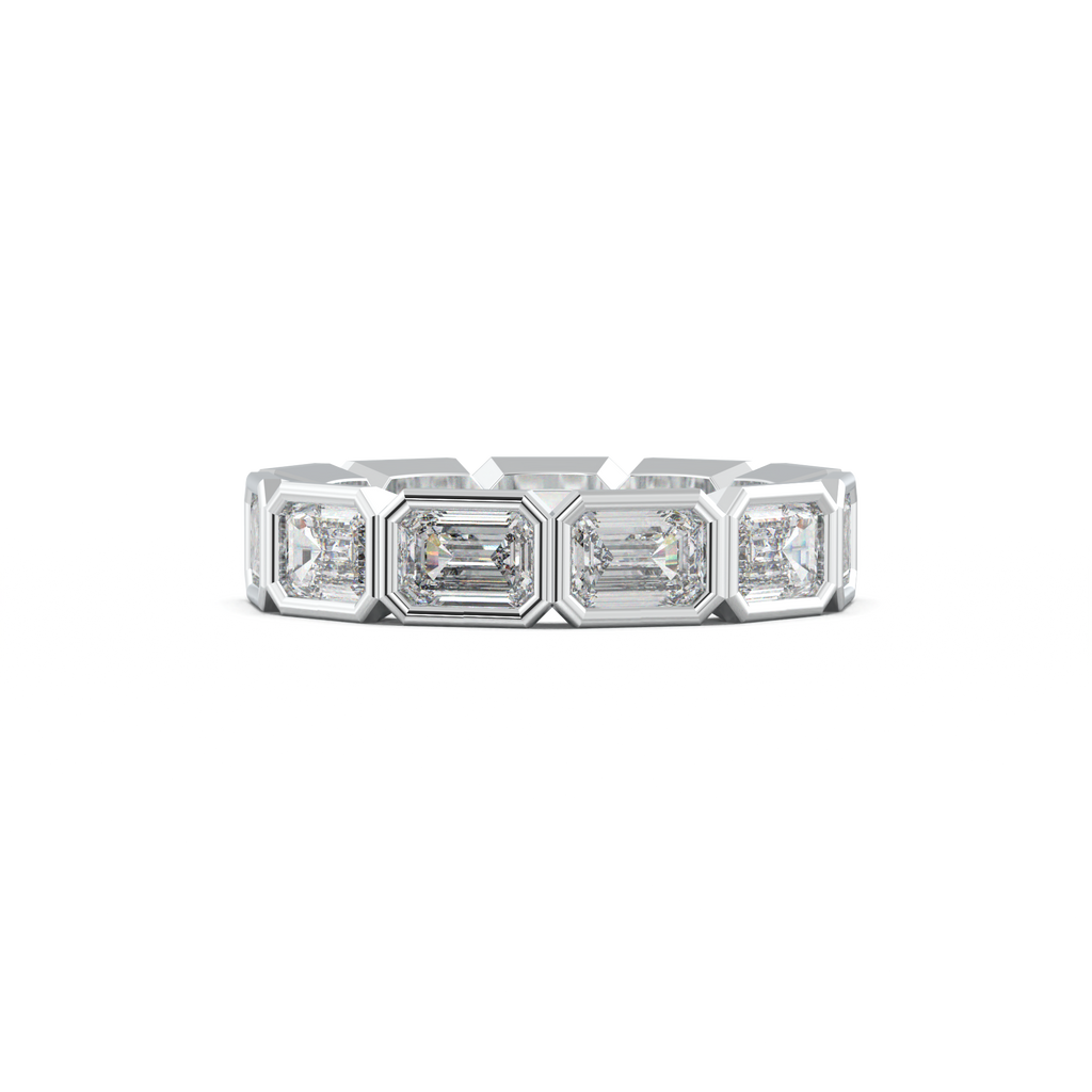Emerald-Cut Bezel-Style Eternity Wedding Band