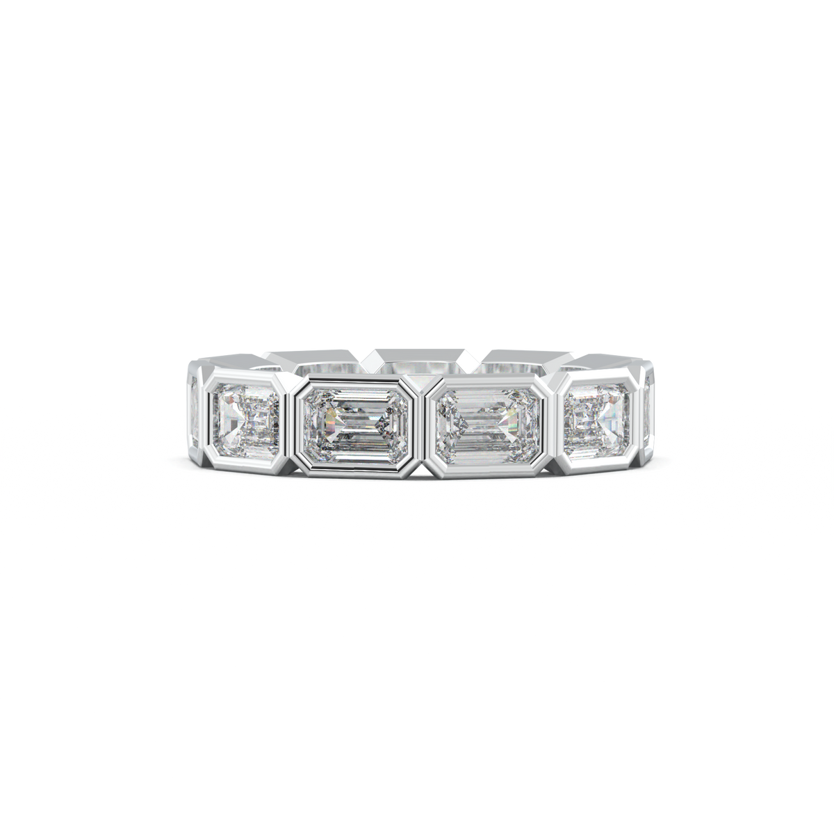 Emerald-Cut Bezel-Style Eternity Wedding Band