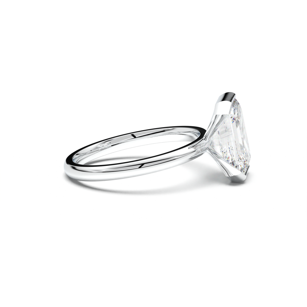 Emerald Cut Half-Bezel Engagement Ring
