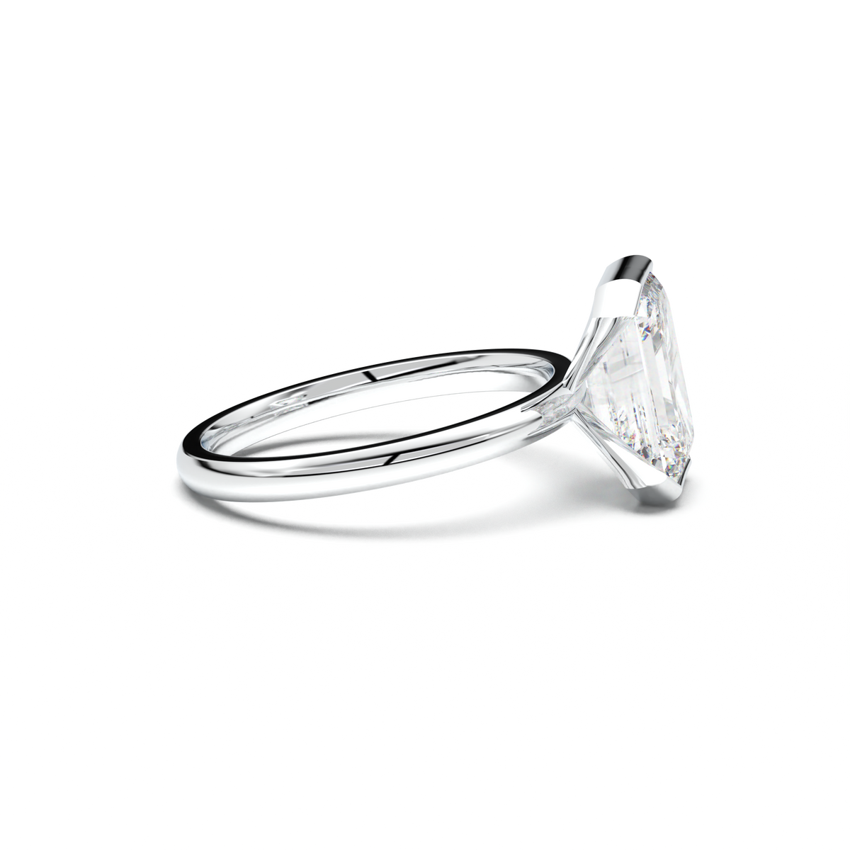 Emerald Cut Half-Bezel Engagement Ring