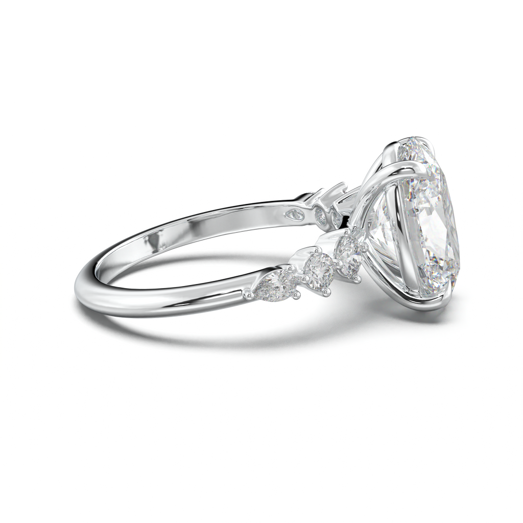 Oval Pear-Accent Engagement Ring