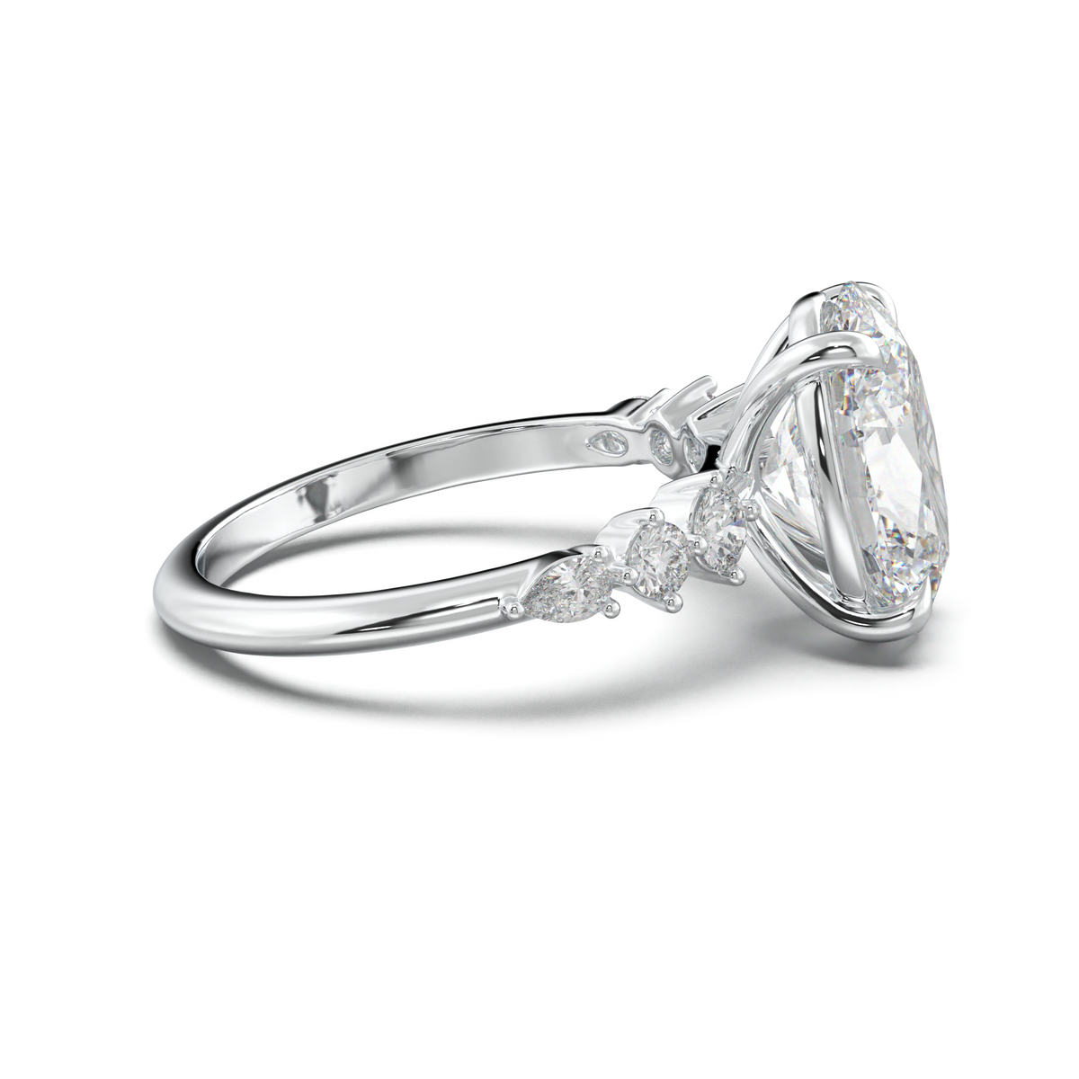 Oval Pear-Accent Engagement Ring