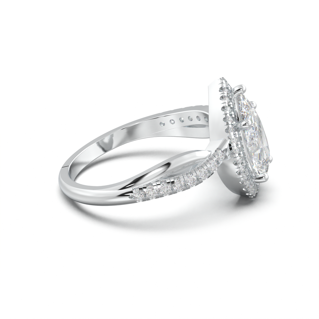 Pear Halo Twisted Pavé Engagement Ring