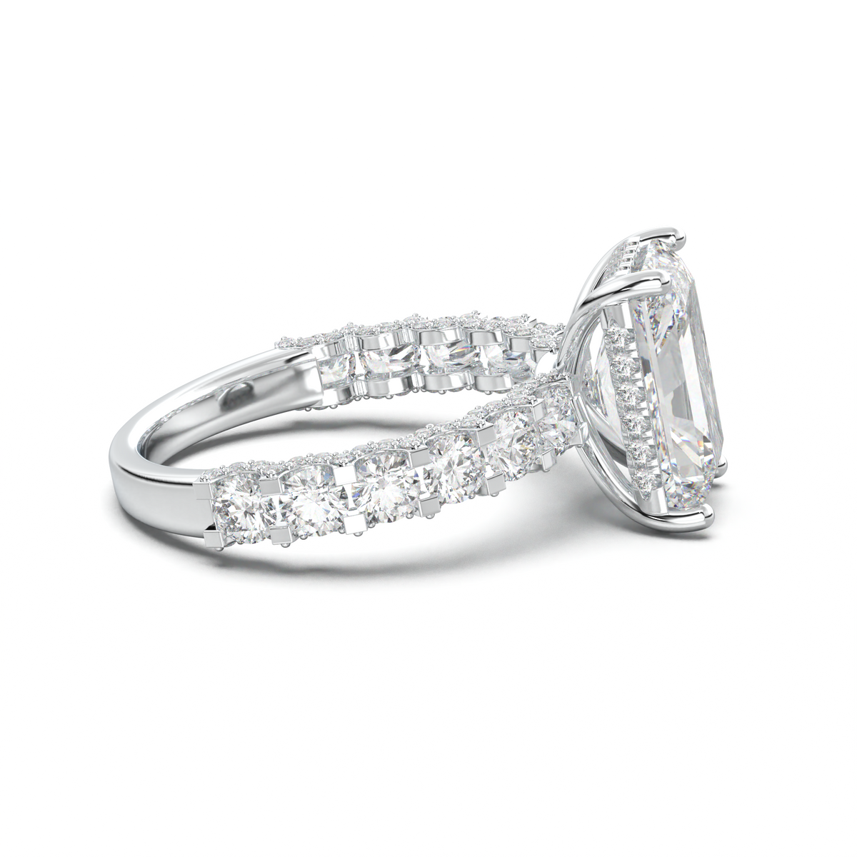 Radiant Diamond Band Engagement Ring