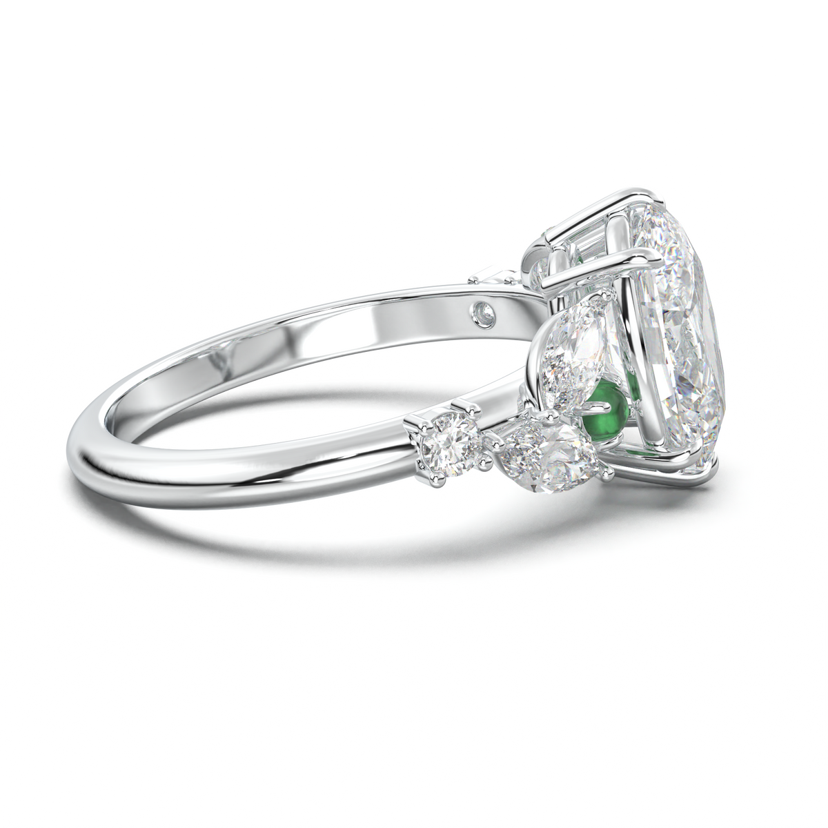 Oval Marquise-Accent Engagement Ring