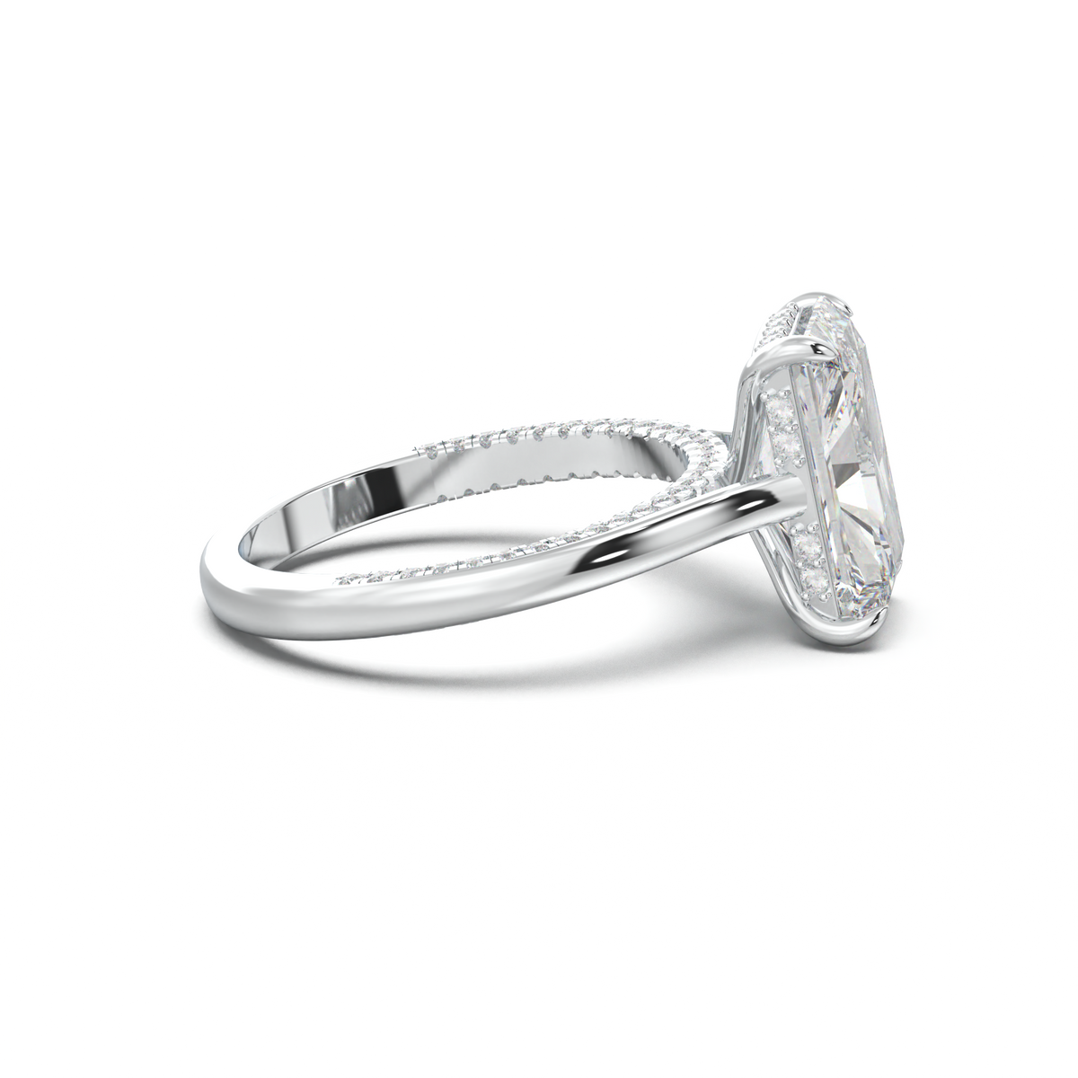 Radiant Pavé Hidden Halo Engagement Ring
